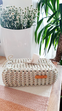 Chustecznik ze sznurka bawełnianego - etui na chusteczki multikolor pastel