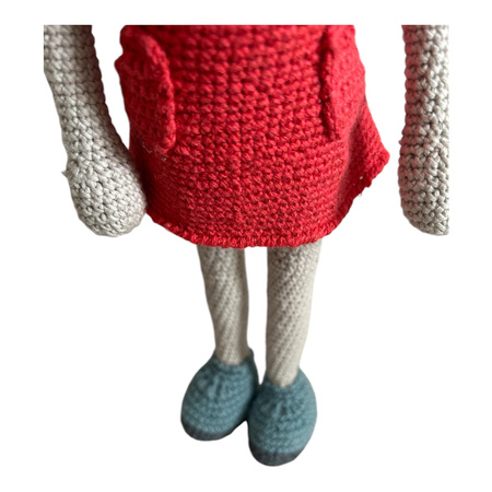 Duża szydełkowa myszka w sukience 34 cm