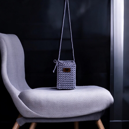 Ręcznie robione etui na telefon, mini torebka ze sznurka bawełnianego liliowe