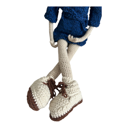 Duża szydełkowa lalka w sukience 45 cm