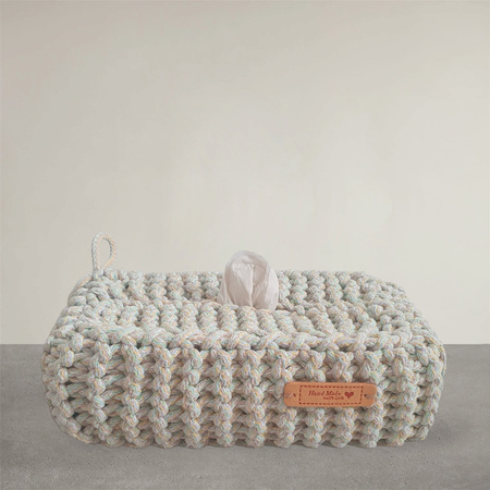 Chustecznik ze sznurka bawełnianego - etui na chusteczki multikolor pastel