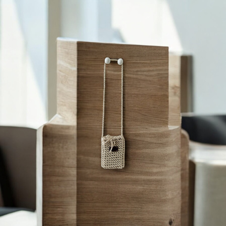 Ręcznie robione etui na telefon, mini torebka ze sznurka bawełnianego piaskowe