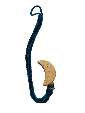 Zawieszka Bezpieczna do Smoczka z Naturalnej Włóczki Merino -morska księżyc