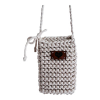 Ręcznie robione etui na telefon, mini torebka ze sznurka bawełnianego naturalne lniane