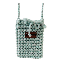 Ręcznie robione etui na telefon, mini torebka ze sznurka bawełnianego miętowe