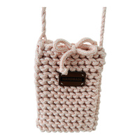 Ręcznie robione etui na telefon, mini torebka ze sznurka bawełnianego łososiowe