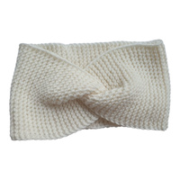 Opaska dla dzieci z wełny merino 100 % ręcznie robiona biała