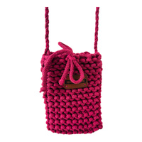 Ręcznie robione etui na telefon, mini torebka ze sznurka bawełnianego malinowe