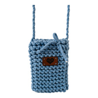 Ręcznie robione etui na telefon, mini torebka ze sznurka bawełnianego niebieskie