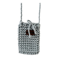 Ręcznie robione etui na telefon, mini torebka ze sznurka bawełnianego szaro-beż